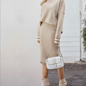 Tan and White Sweater Set